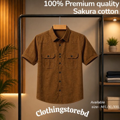 100% cotton fabric double pocket half sleeve