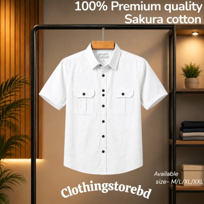 100% cotton fabric double pocket half sleeve