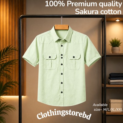 100% cotton fabric double pocket half sleeve