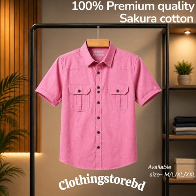 100% cotton fabric double pocket half sleeve
