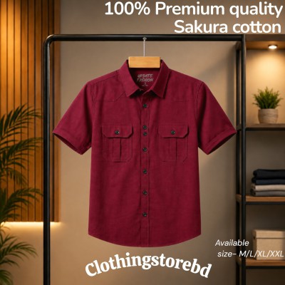 100% cotton fabric double pocket half sleeve