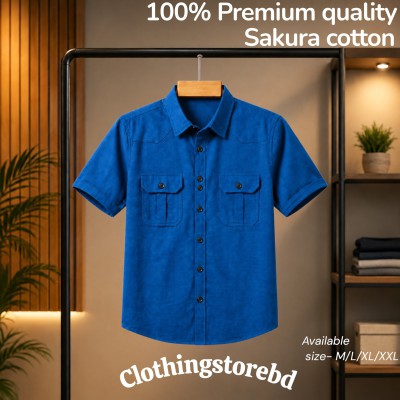 100% cotton fabric double pocket half sleeve