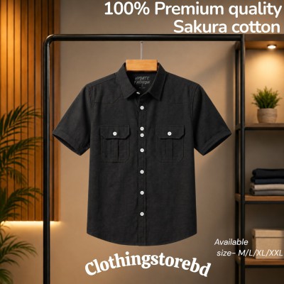 100% cotton fabric double pocket half sleeve