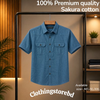 100% cotton fabric double pocket half sleeve