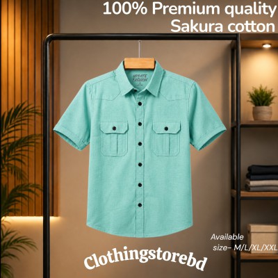 100% cotton fabric double pocket half sleeve