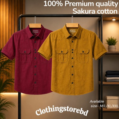 2 pis 100% cotton fabric double pocket half sleeve