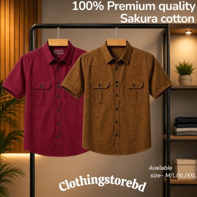 2 pis 100% cotton fabric double pocket half sleeve