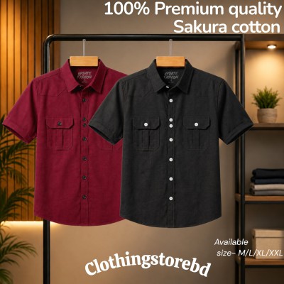 2 pis 100% cotton fabric double pocket half sleeve