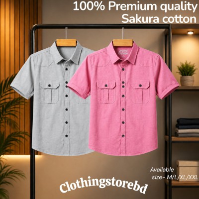 2 pis 100% cotton fabric double pocket half sleeve