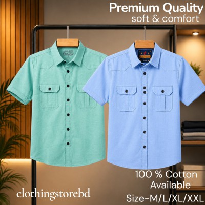 2 pis 100% cotton fabric double pocket half sleeve