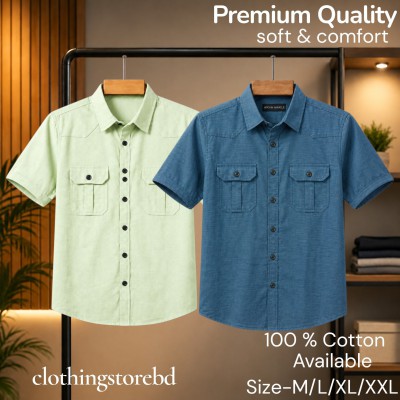 2 pis 100% cotton fabric double pocket half sleeve