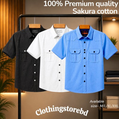3 pis 100% cotton fabric double pocket half sleeve