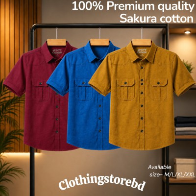 3 pis 100% cotton fabric double pocket half sleeve