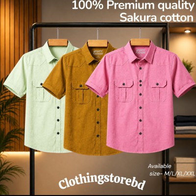 3 pis 100% cotton fabric double pocket half sleeve