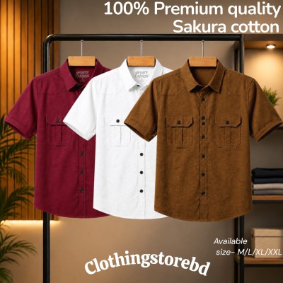 3 pis 100% cotton fabric double pocket half sleeve