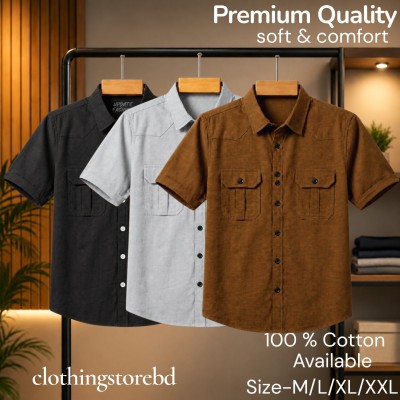 3 pis 100% cotton fabric double pocket half sleeve