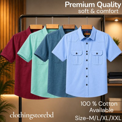 4 pis 100% cotton fabric double pocket half sleeve