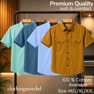 4 pis 100% cotton fabric double pocket half sleeve