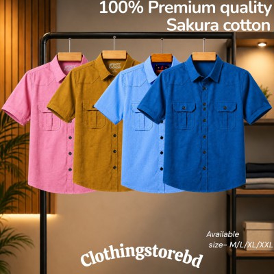 4 pis 100% cotton fabric double pocket half sleeve
