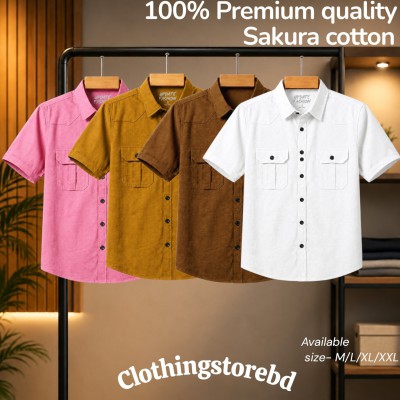 4 pis 100% cotton fabric double pocket half sleeve