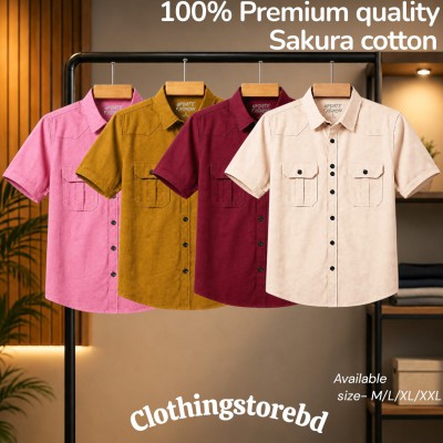 4 pis 100% cotton fabric double pocket half sleeve