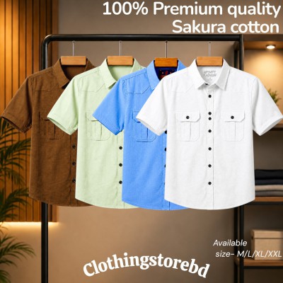 4 pis 100% cotton fabric double pocket half sleeve