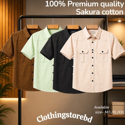 4 pis 100% cotton fabric double pocket half sleeve