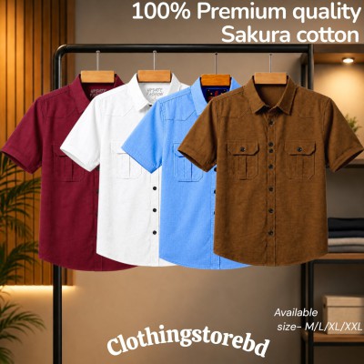 4 pis 100% cotton fabric double pocket half sleeve