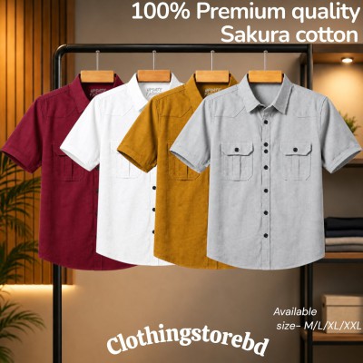 4 pis 100% cotton fabric double pocket half sleeve