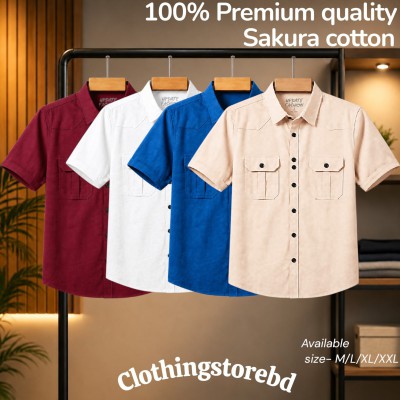 4 pis 100% cotton fabric double pocket half sleeve