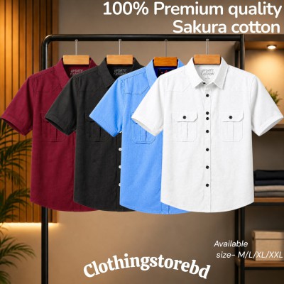 4 pis 100% cotton fabric double pocket half sleeve