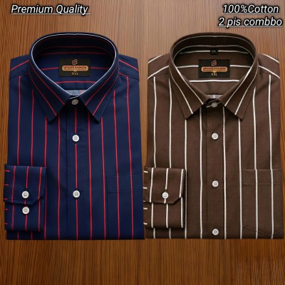 2 pis 100%Cotton premium quality stipe  full seleev