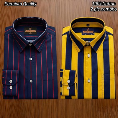2 pis 100%Cotton premium quality stipe  full seleev