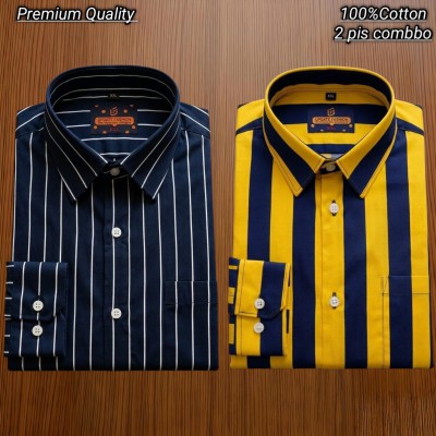 2 pis 100%Cotton premium quality stipe  full seleev