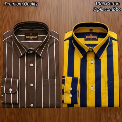 2 pis 100%Cotton premium quality stipe  full seleev