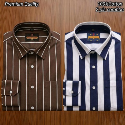 2 pis 100%Cotton premium quality stipe  full seleev