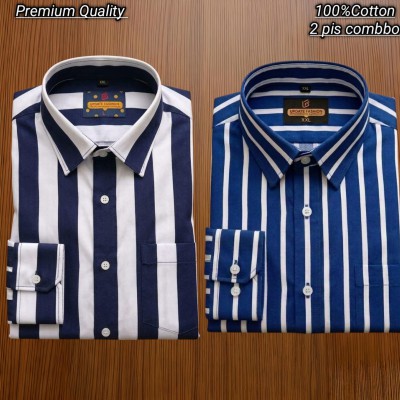 2 pis 100%Cotton premium quality stipe  full seleev