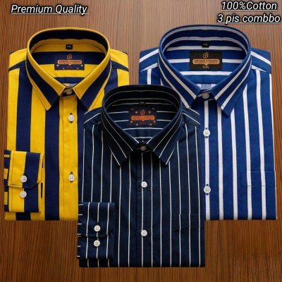 3 pis 100%Cotton premium quality stipe  full seleev
