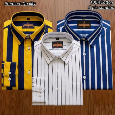 3 pis 100%Cotton premium quality stipe  full seleev