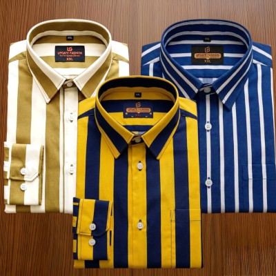 3 pis 100%Cotton premium quality stipe  full seleev