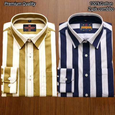 2 pis 100%Cotton premium quality stipe  full seleev
