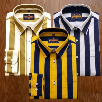 3 pis 100%Cotton premium quality stipe  full seleev