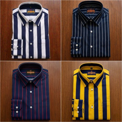 4 pis 100%Cotton premium quality stipe  full seleev