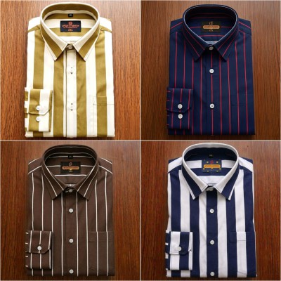 4 pis 100%Cotton premium quality stipe  full seleev