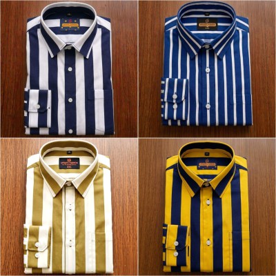 4 pis 100%Cotton premium quality stipe  full seleev