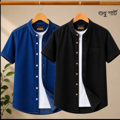 2 pis 100% premium quality denim half sleeve shirt
