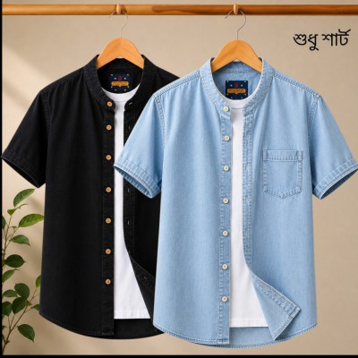 2 pis 100% premium quality denim half sleeve shirt