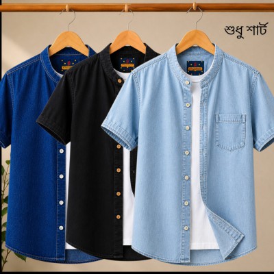 3 pis 100% premium quality denim half sleeve shirt