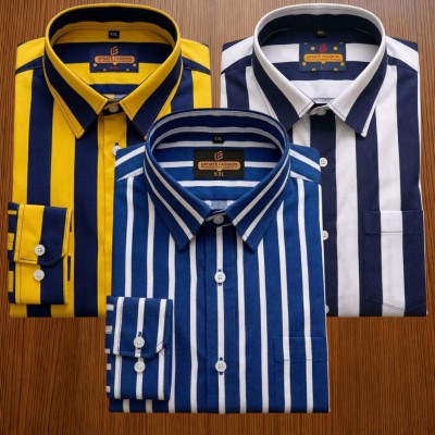 3 pis 100%Cotton premium quality stipe  full seleev